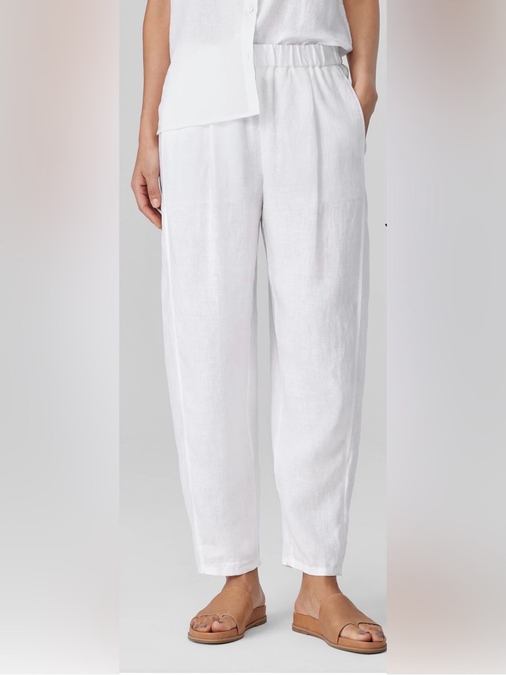 NWOT EILEEN FISHER ankle pleated lantern pant ORGANIC LINEN